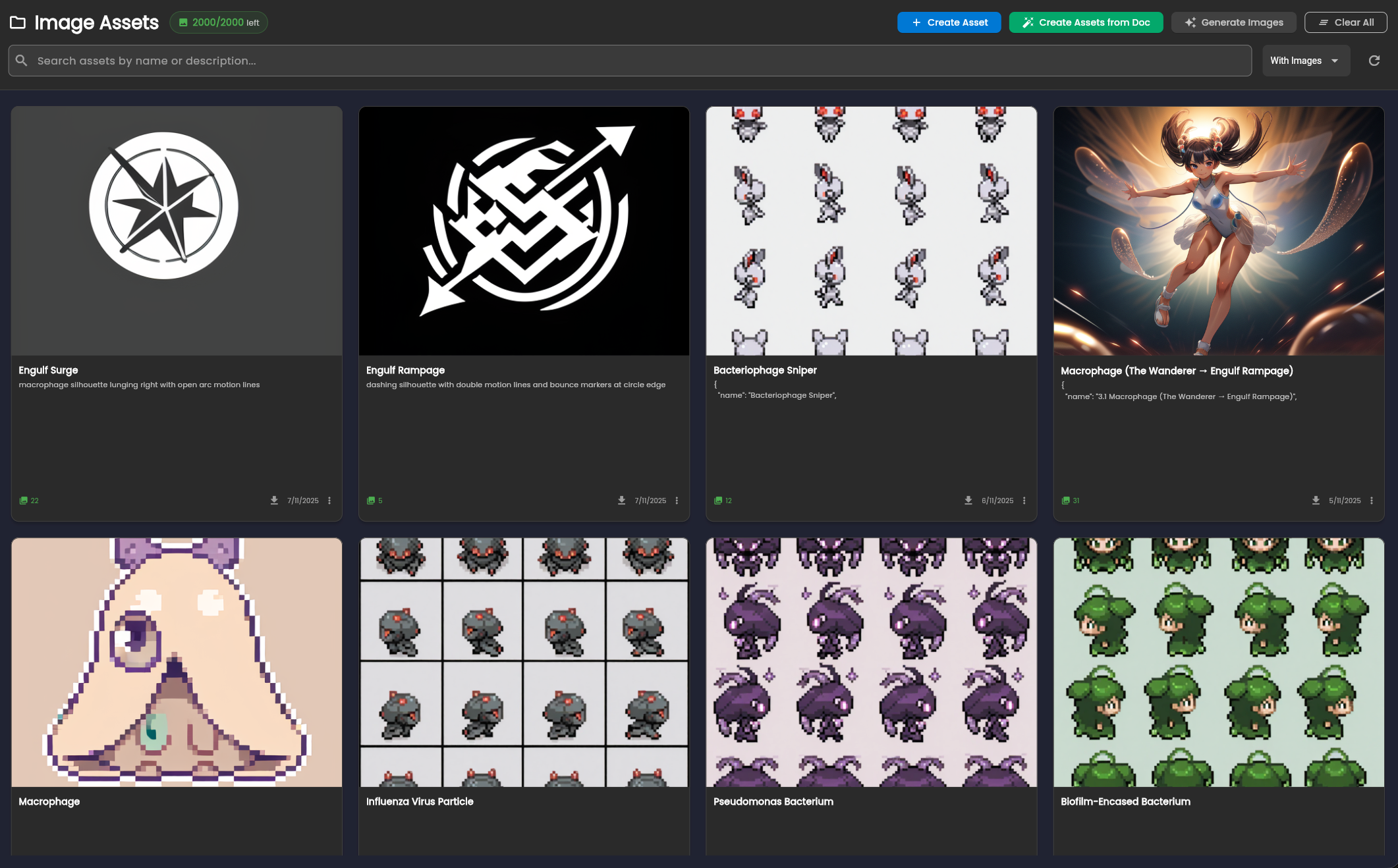 Image asset overview page