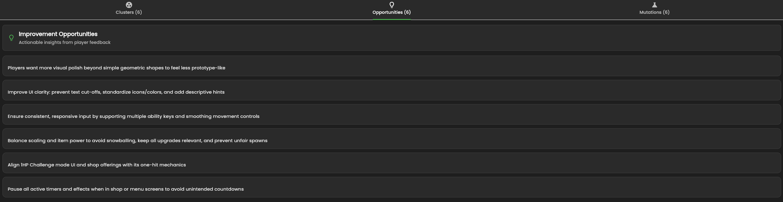Feedback opportunities
