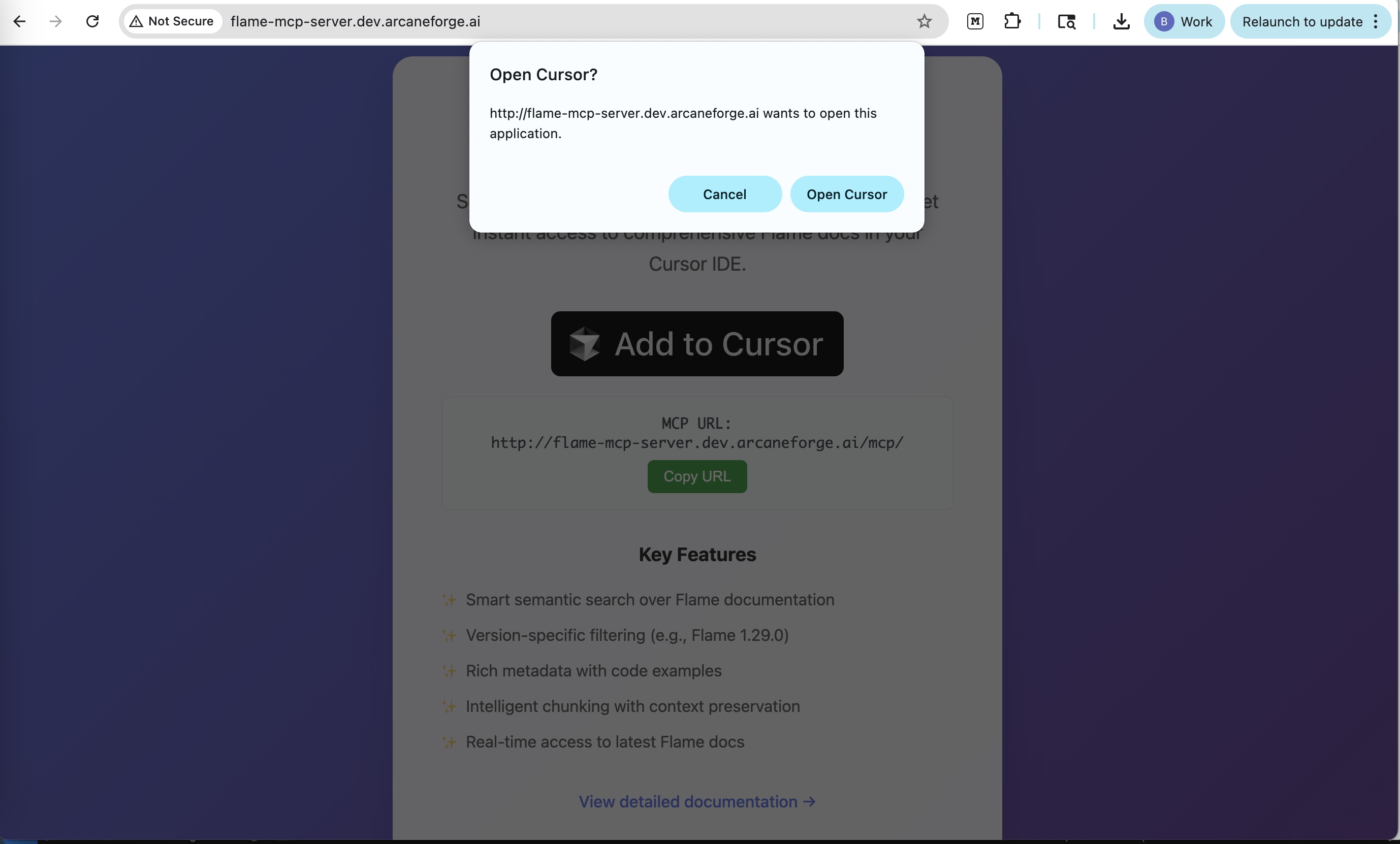 Install Flame MCP with Cursor Button