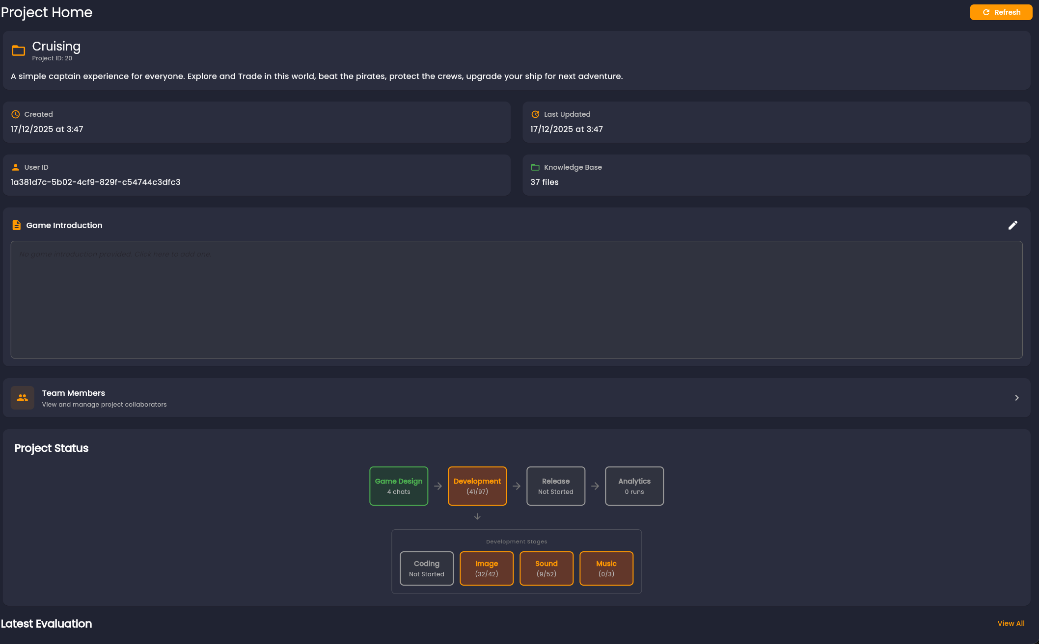 Project Home overview
