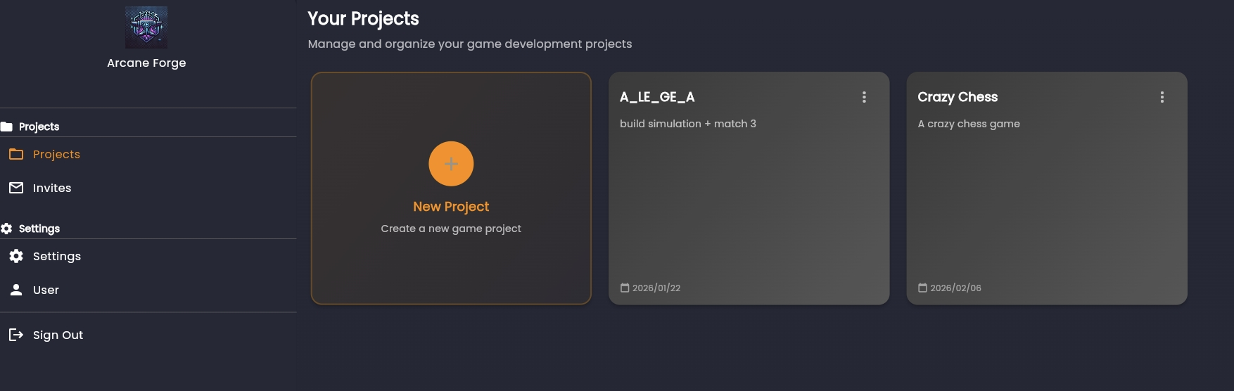 Projects dashboard